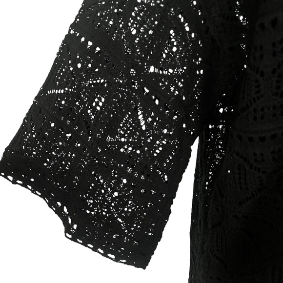 Pomander Place Tuckernuck Kai Black Crochet Knit Mini Boho Dress Size Small - Picture 9 of 12